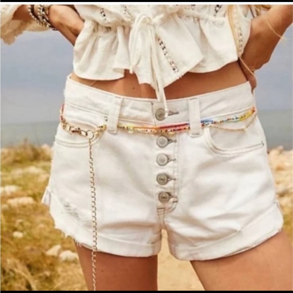 Free People White Jean Shorts